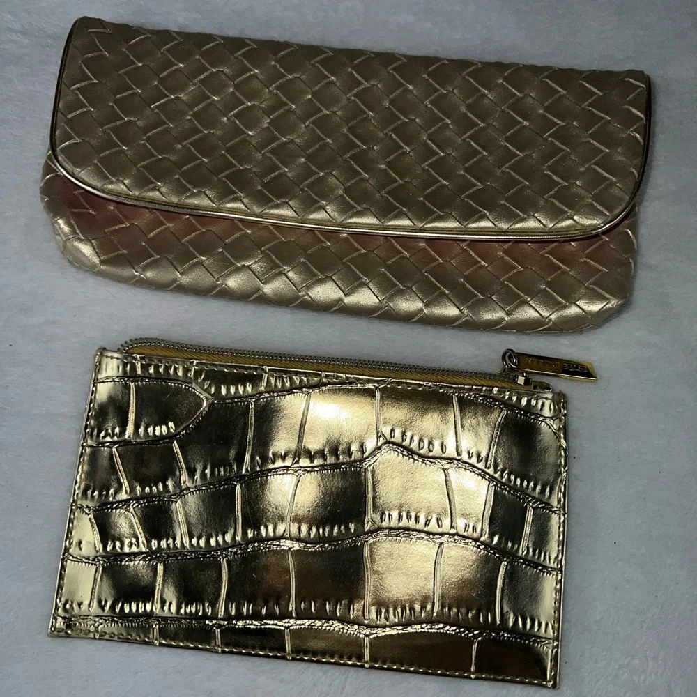 2 X Estee Lauder Makeup Bags‎ Braided New & A Snake Skin Used